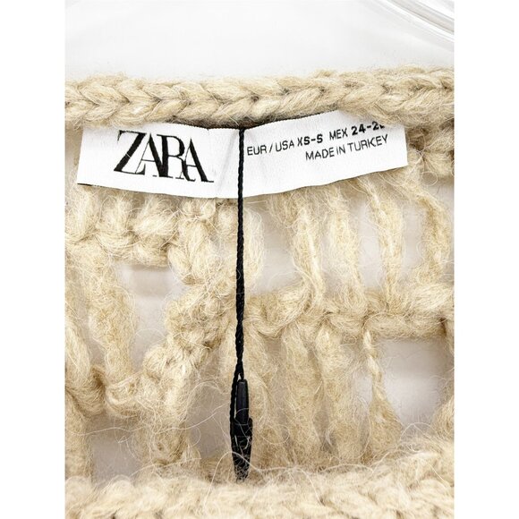 Zara XS/S Oversized Boxy Crochet Open Knit Sweater Top ~ Boho Festival NEW - Picture 5 of 10